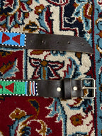 Beaded Leather Belt African Southwestern Tribal Geometric Silver Buckle