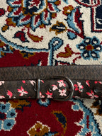 Michael Kors Brown Coated Canvas Floral Print Belt Silver Buckle Single Keeper