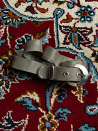 Vintage Silver Metal Mesh Belt Grommet Eyelets Oval Buckle