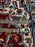 Vintage Silver Metal Mesh Belt Grommet Eyelets Oval Buckle