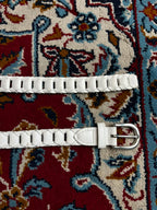 Vintage White Woven Leather Belt Silver Buckle Made In Guatemala