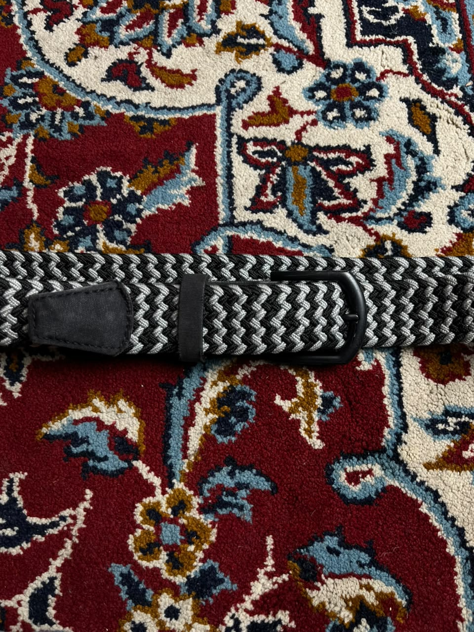 CUATER By TravisMathew Woven Stretch Braided Belt Black Grey Pattern