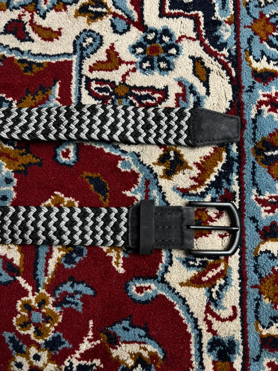CUATER By TravisMathew Woven Stretch Braided Belt Black Grey Pattern