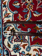 Lauren Ralph Lauren Brown Lizard Embossed Leather Belt Metal Logo Plaque Silver Buckle