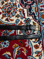 Vintage Black Croc Embossed Leather Belt Gold Buckle Double Keeper