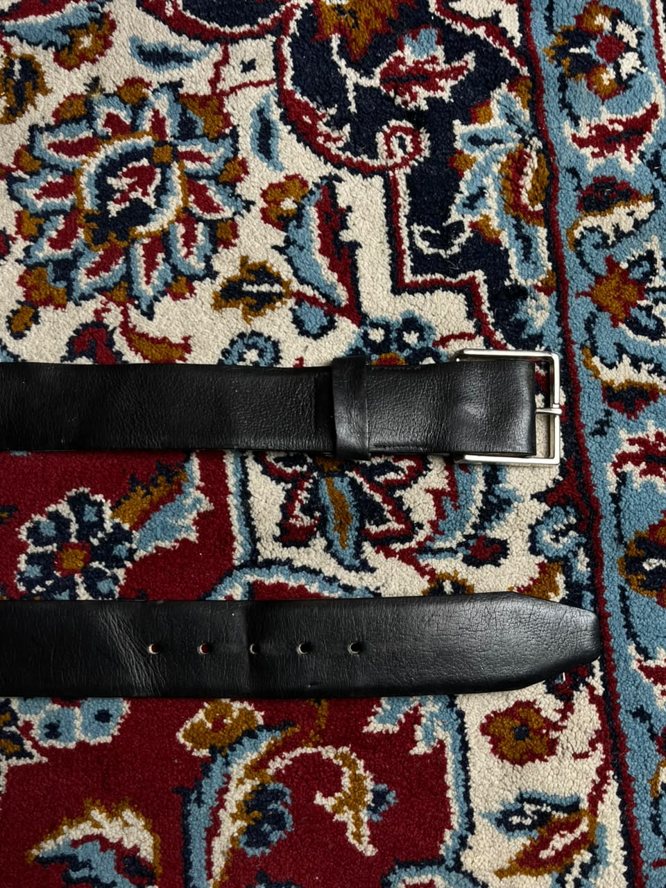 Paris Genuine Leather Black Cowhide Belt Silver Rectangular Buckle