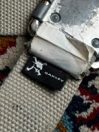 Oakley Vintage Metal Buckle Canvas Webbing Belt Grey Beige