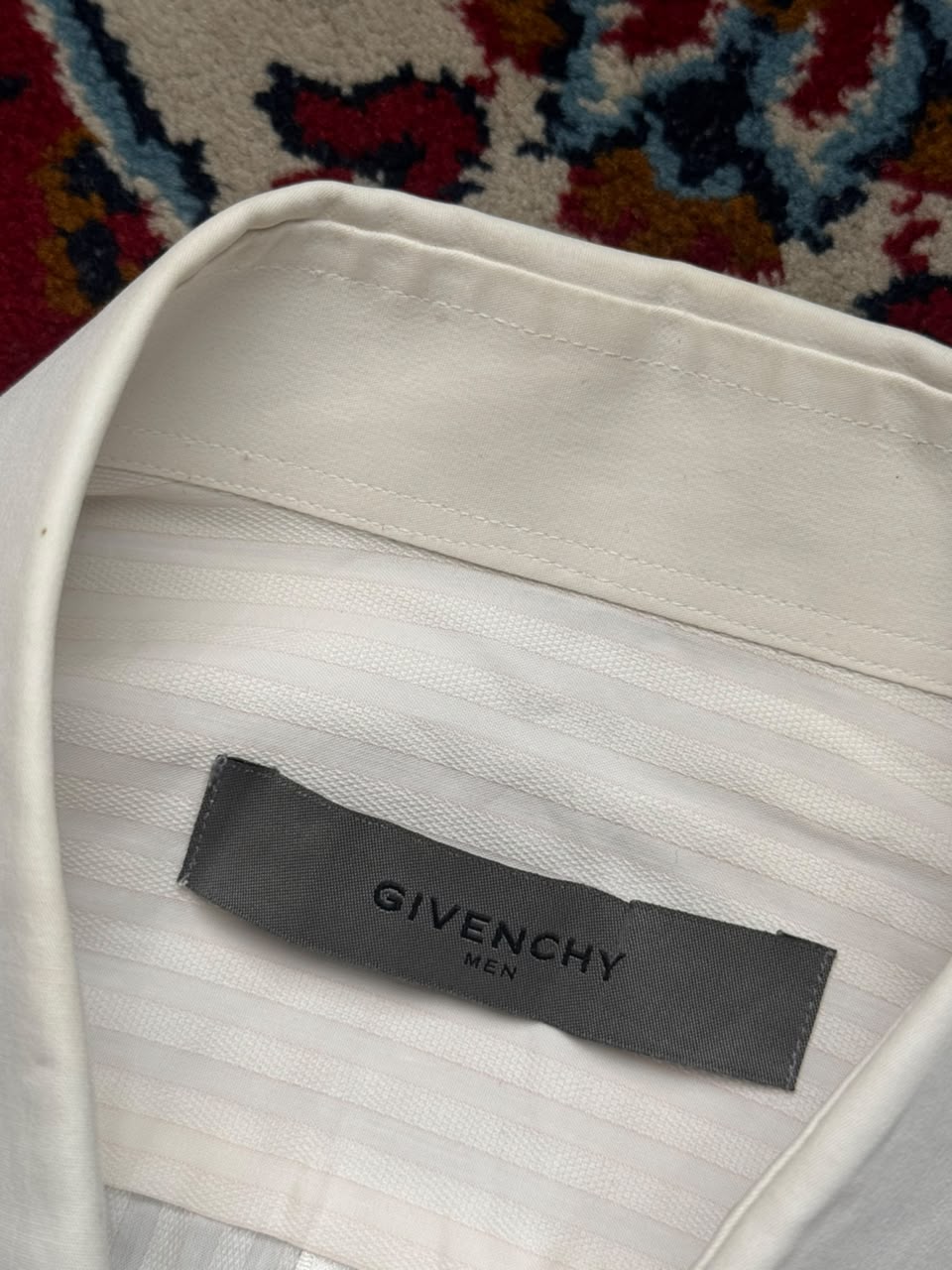 Givenchy Vintage Embroidered Collar Striped Button Down Shirt - M