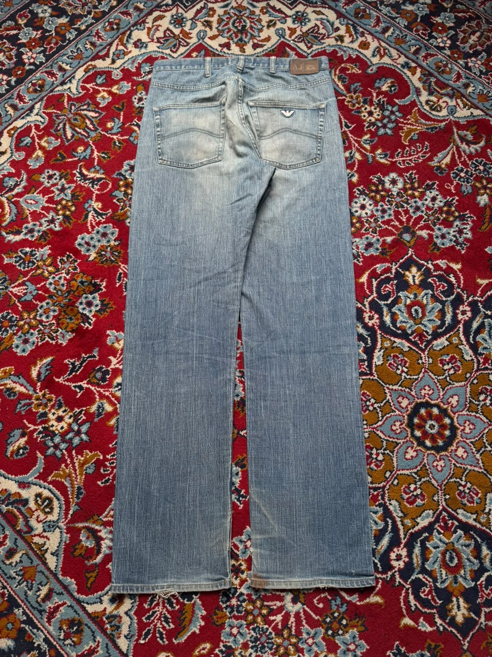 Armani Jeans Comfort Fit Blue Washed Straight Fit Jeans - 32