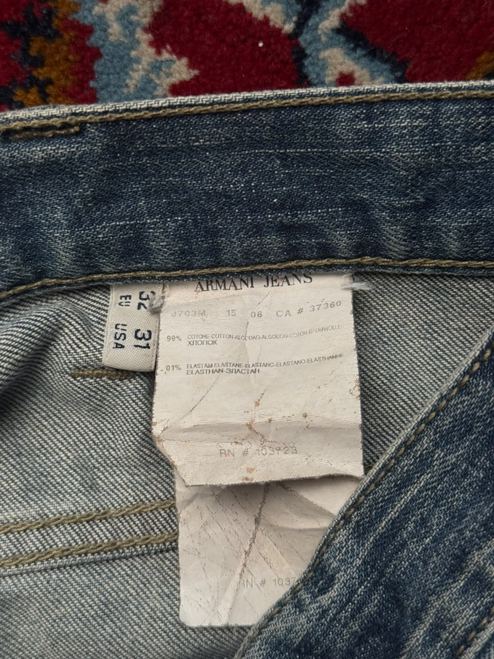 Armani Jeans Comfort Fit Blue Washed Straight Fit Jeans - 32