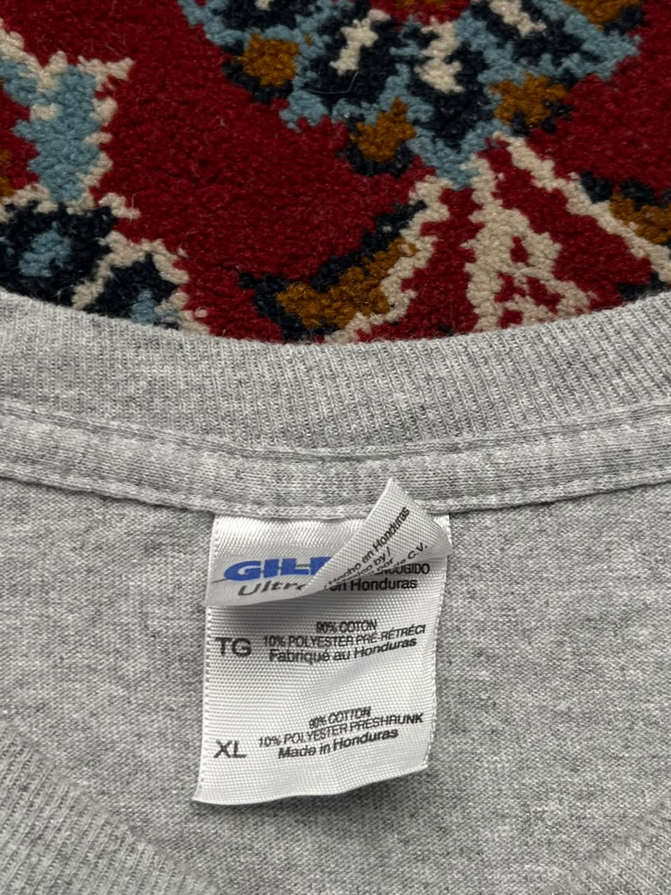 Vintage Gildan Grey Printed Long Sleeve Shirt - L