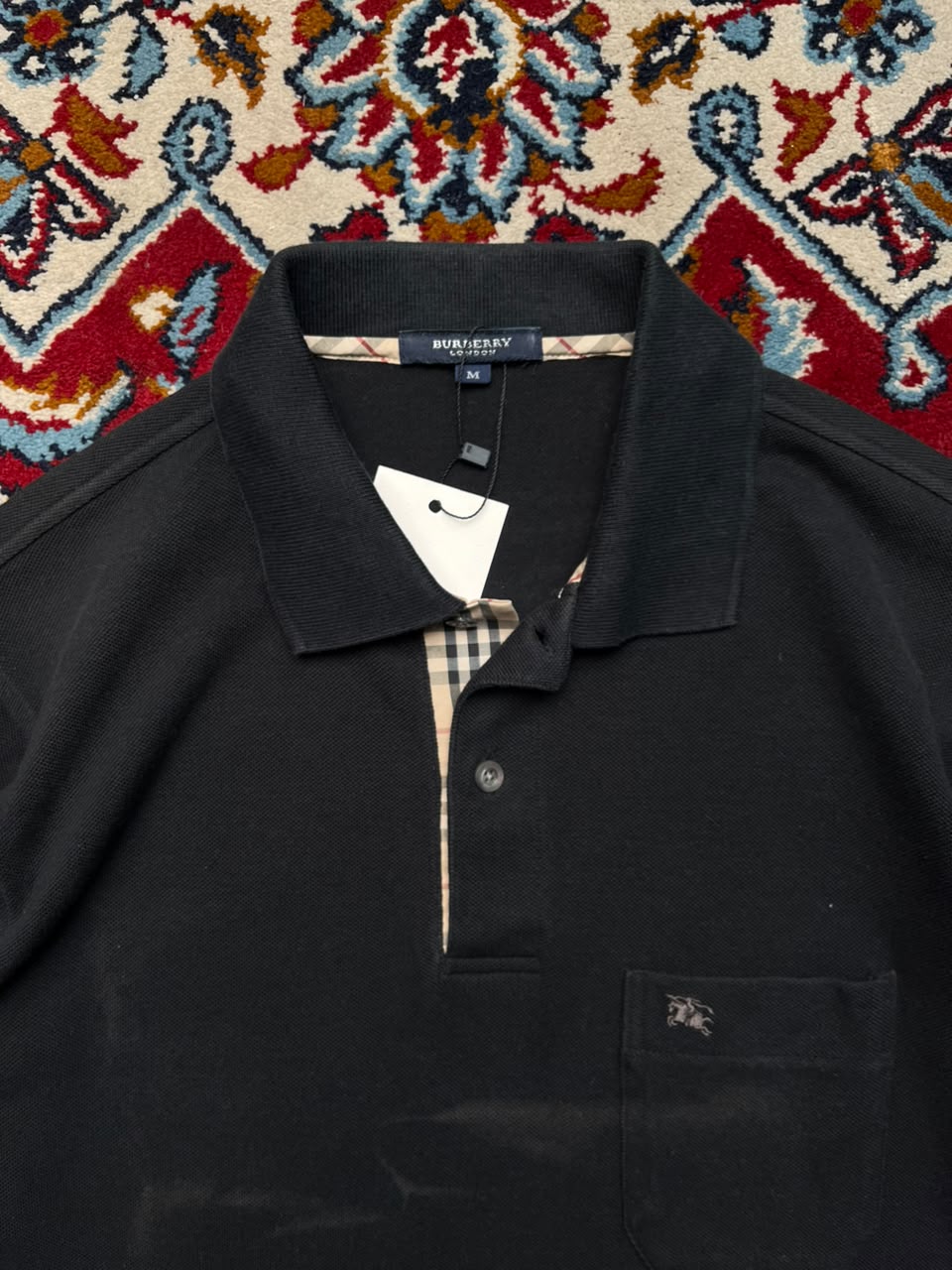 Vintage Burberry London Black Polo Tee - M