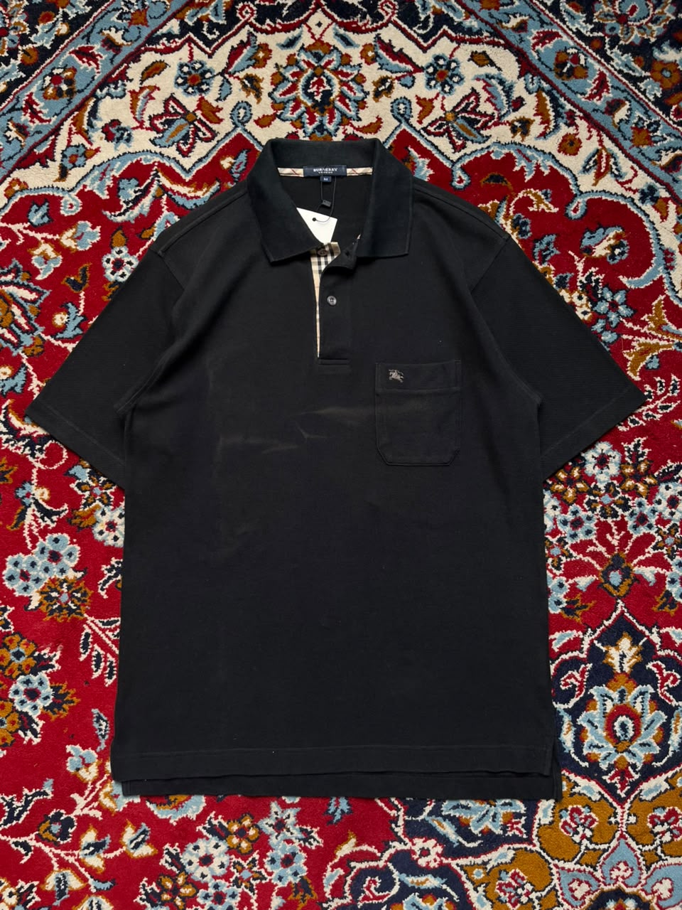 Vintage Burberry London Black Polo Tee - M