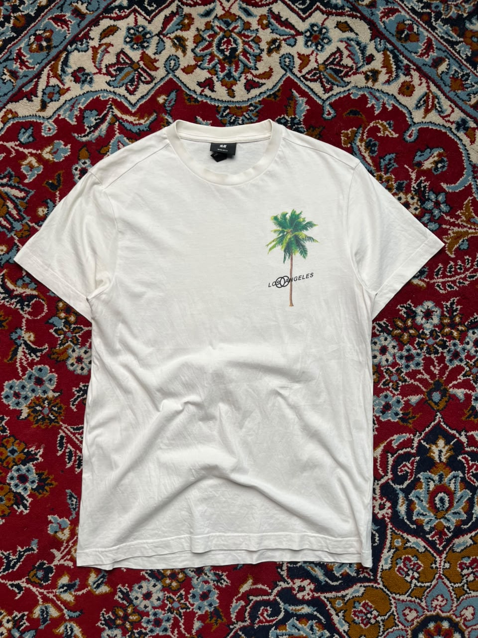 H&M Regular Fit White Printed Tee - M
