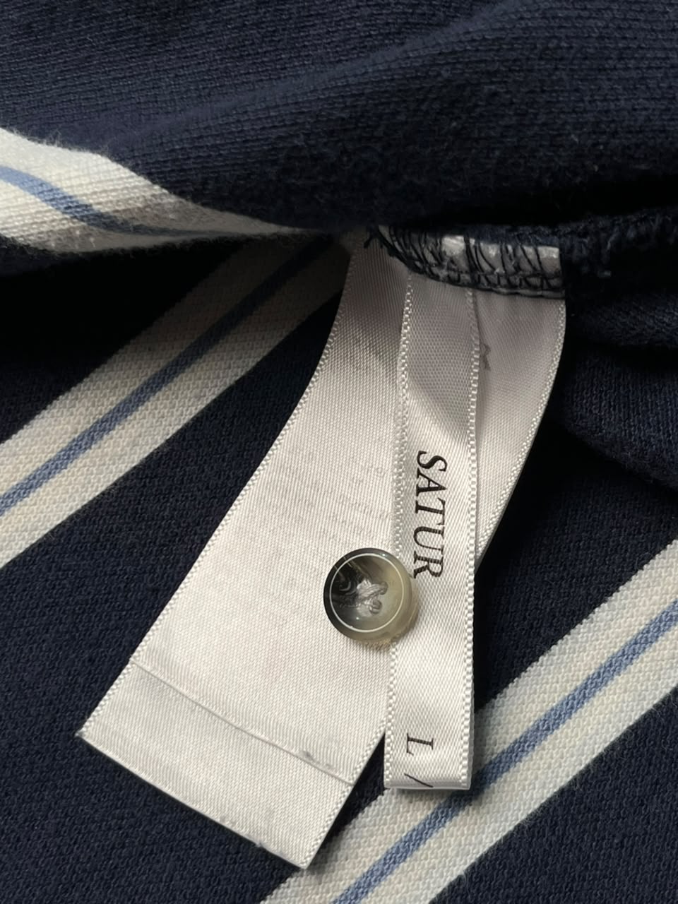 Satur Vintage Stripe Polo Cropped Shirt - L
