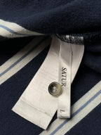 Satur Vintage Stripe Polo Cropped Shirt - L