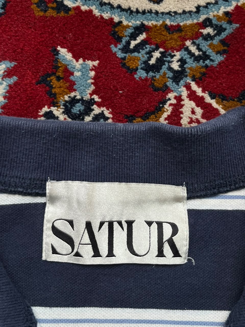 Satur Vintage Stripe Polo Cropped Shirt - L