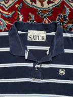 Satur Vintage Stripe Polo Cropped Shirt - L