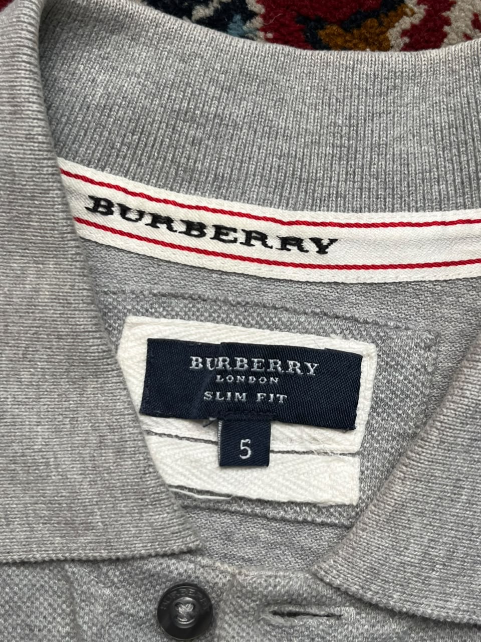 Vintage Burberry London Grey Polo Tee - M