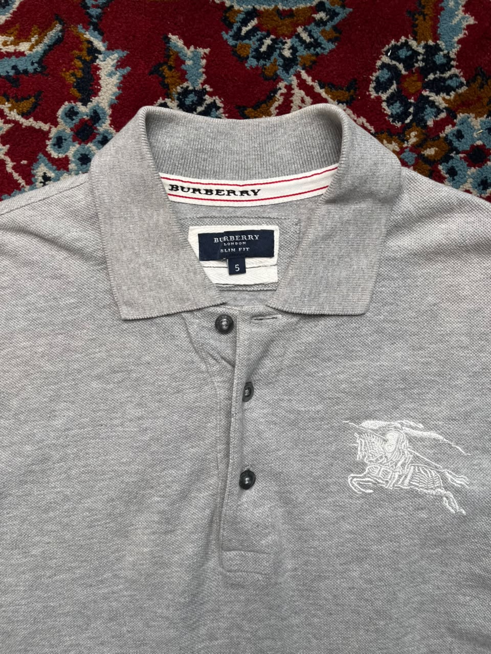 Vintage Burberry London Grey Polo Tee - M