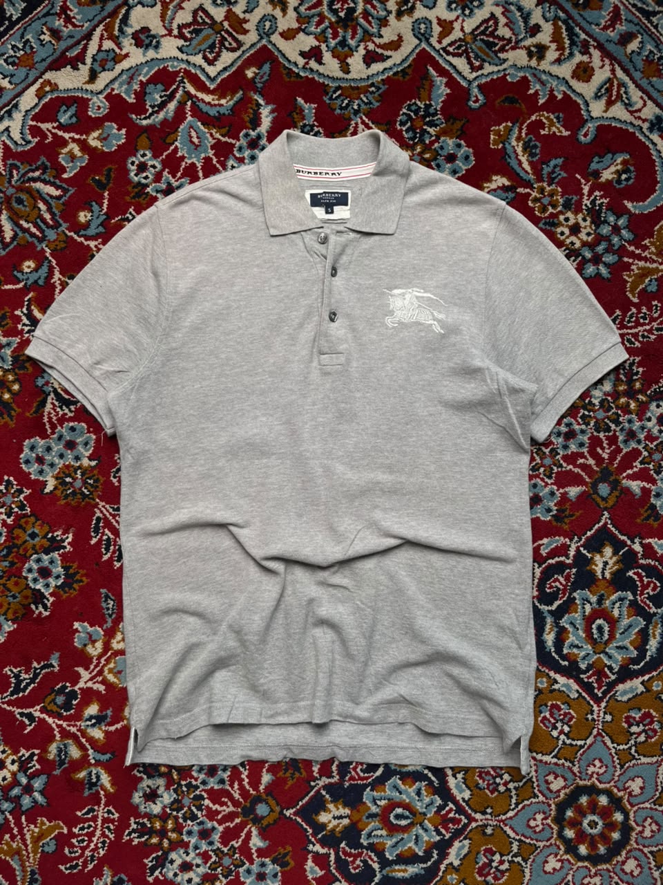 Vintage Burberry London Grey Polo Tee - M