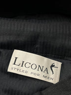 Licona Super 100s Fine Merino Wool Pleated Cuffed Dark Charcoal Dress Pants - 32