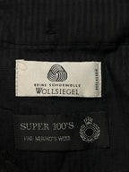 Licona Super 100s Fine Merino Wool Pleated Cuffed Dark Charcoal Dress Pants - 32