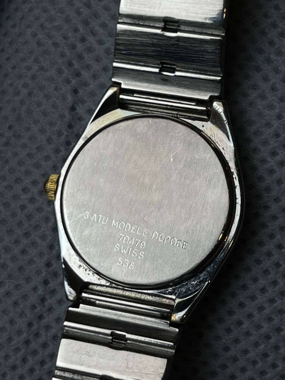 Vintage Catena Swiss Quartz Two Tone Watch White Roman Dial 1980s