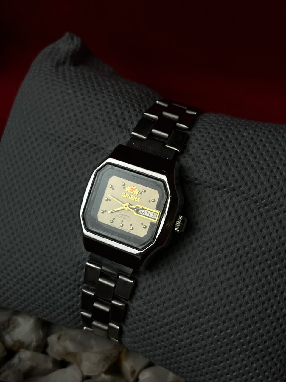 Vintage 1980s Orient Crystal Automatic Gold Dial Watch 21 Jewels