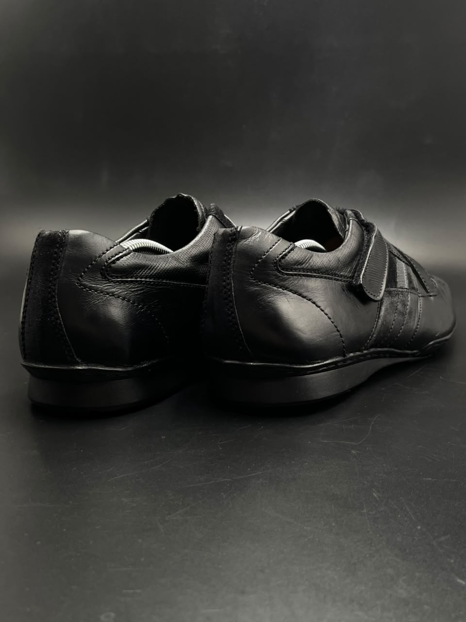 HUGO BOSS Mens Black Leather Strap Slip On Drivers  - 44