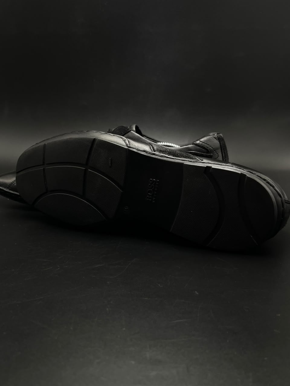 HUGO BOSS Mens Black Leather Strap Slip On Drivers  - 44