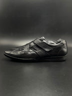 HUGO BOSS Mens Black Leather Strap Slip On Drivers  - 44