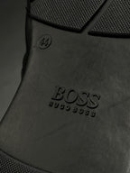 HUGO BOSS Mens Black Leather Strap Slip On Drivers  - 44