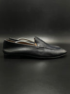 Doucals Black Leather Handmade Penny Loafers - 44