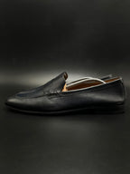 Doucals Black Leather Handmade Penny Loafers - 44