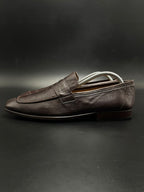Antonio Miro Studio Mens Brown Grained Leather Penny Loafers - 41
