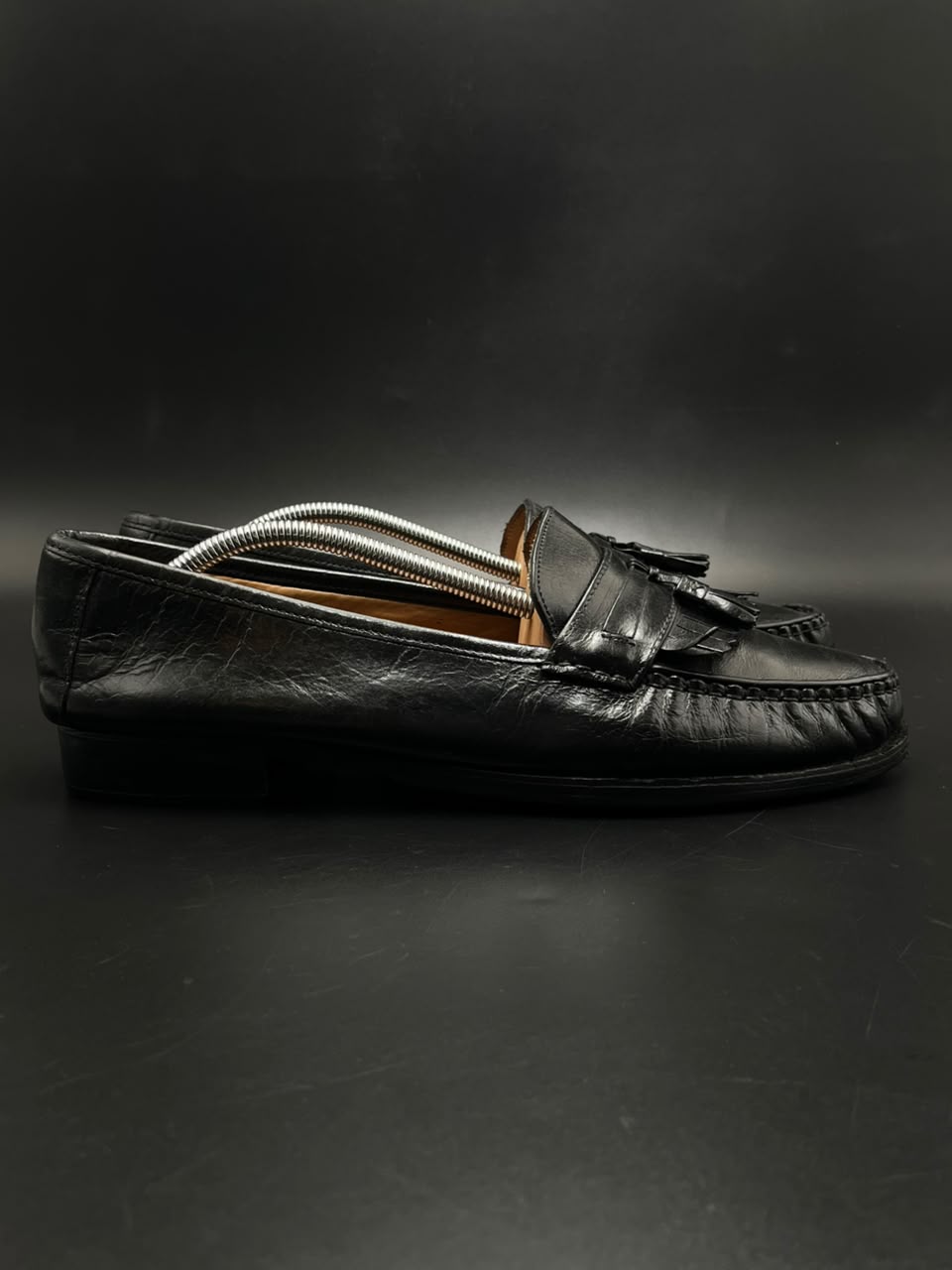 Nunn Bush Black Leather Kiltie Tassel Loafers - 46