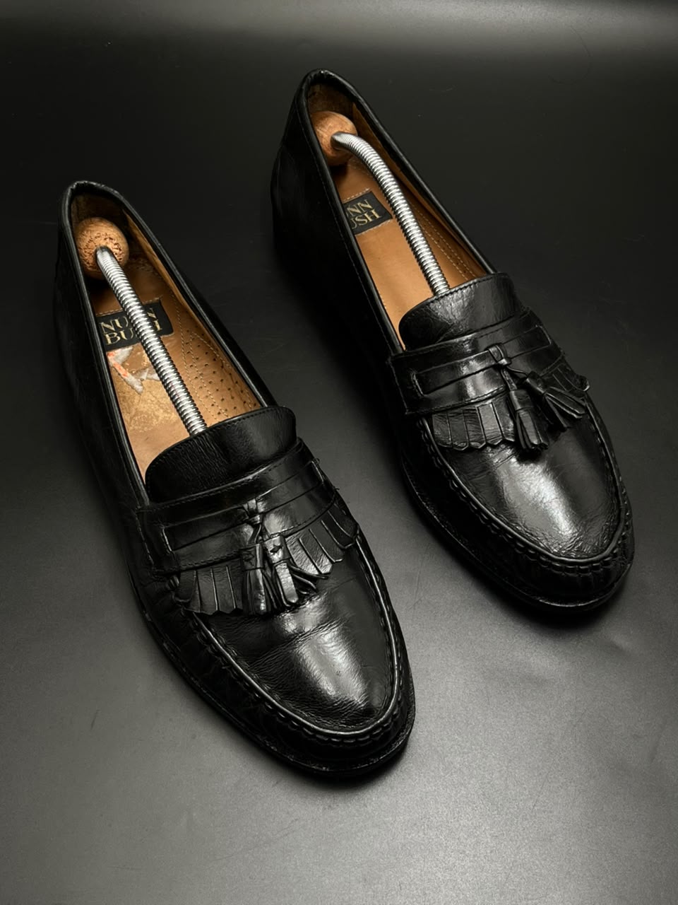 Nunn Bush Black Leather Kiltie Tassel Loafers - 46