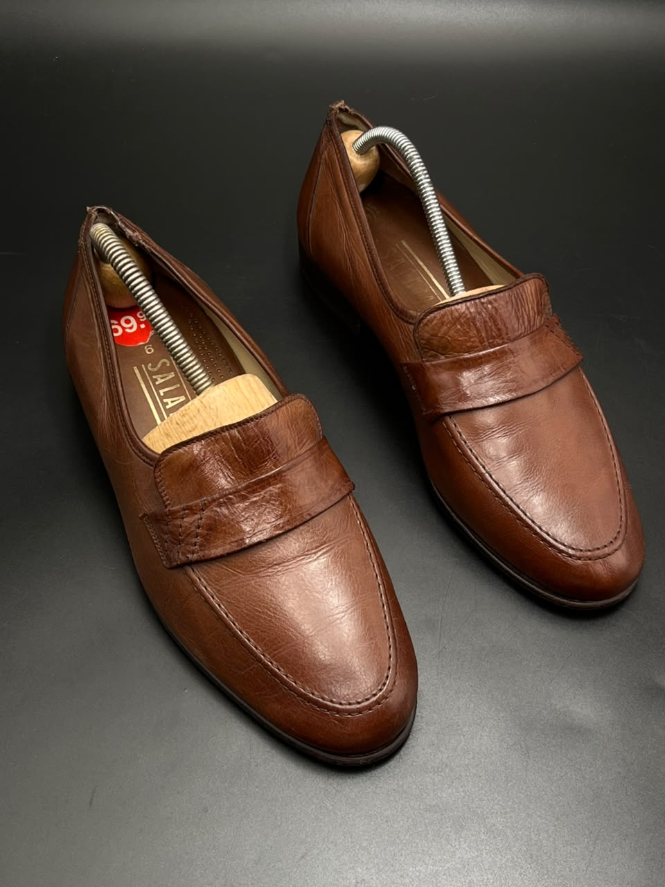 Salamander Germany Cognac Brown Soft Leather Moc Toe Loafers - 40