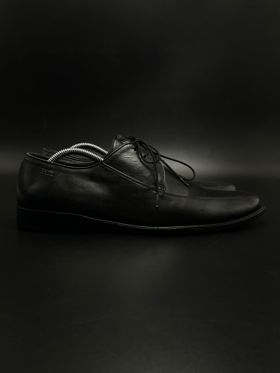 BOSS Hugo Boss Mens Black Leather Square Toe Derby  Shoes - 43.5