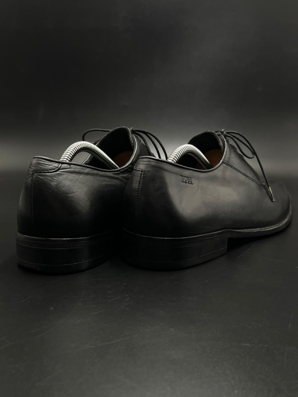 BOSS Hugo Boss Mens Black Leather Square Toe Derby  Shoes - 43.5