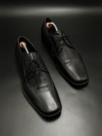 BOSS Hugo Boss Mens Black Leather Square Toe Derby  Shoes - 43.5