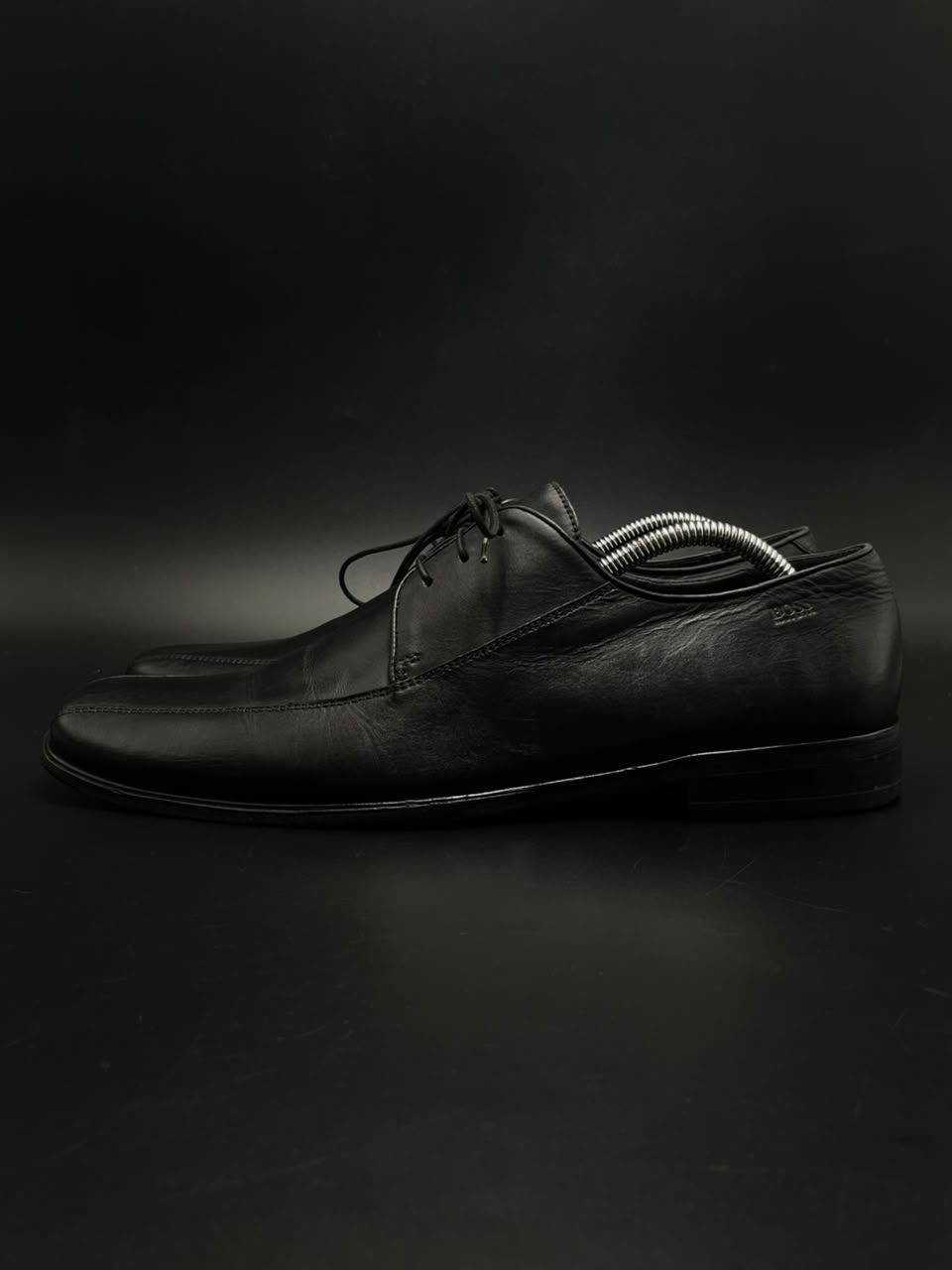 BOSS Hugo Boss Mens Black Leather Square Toe Derby  Shoes - 43.5