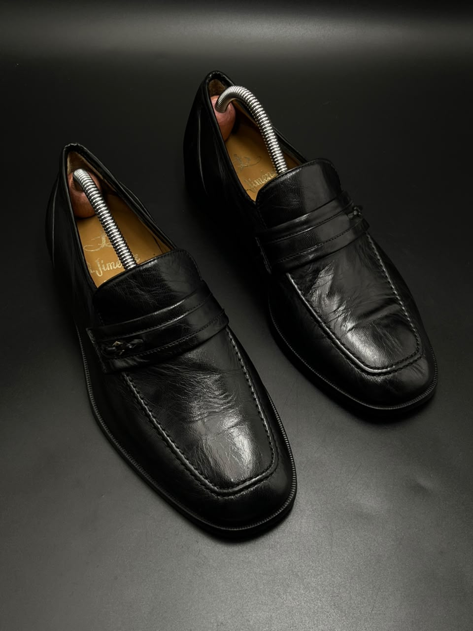 J.R. Jimenez Mens Black Leather Bit Loafers - 41