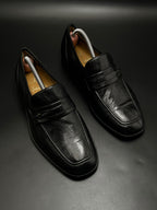 J.R. Jimenez Mens Black Leather Bit Loafers - 41