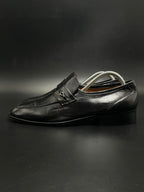 J.R. Jimenez Mens Black Leather Bit Loafers - 41