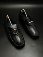 Salvatore Ferragamo Florence Black Leather Moc Toe Loafers - 42