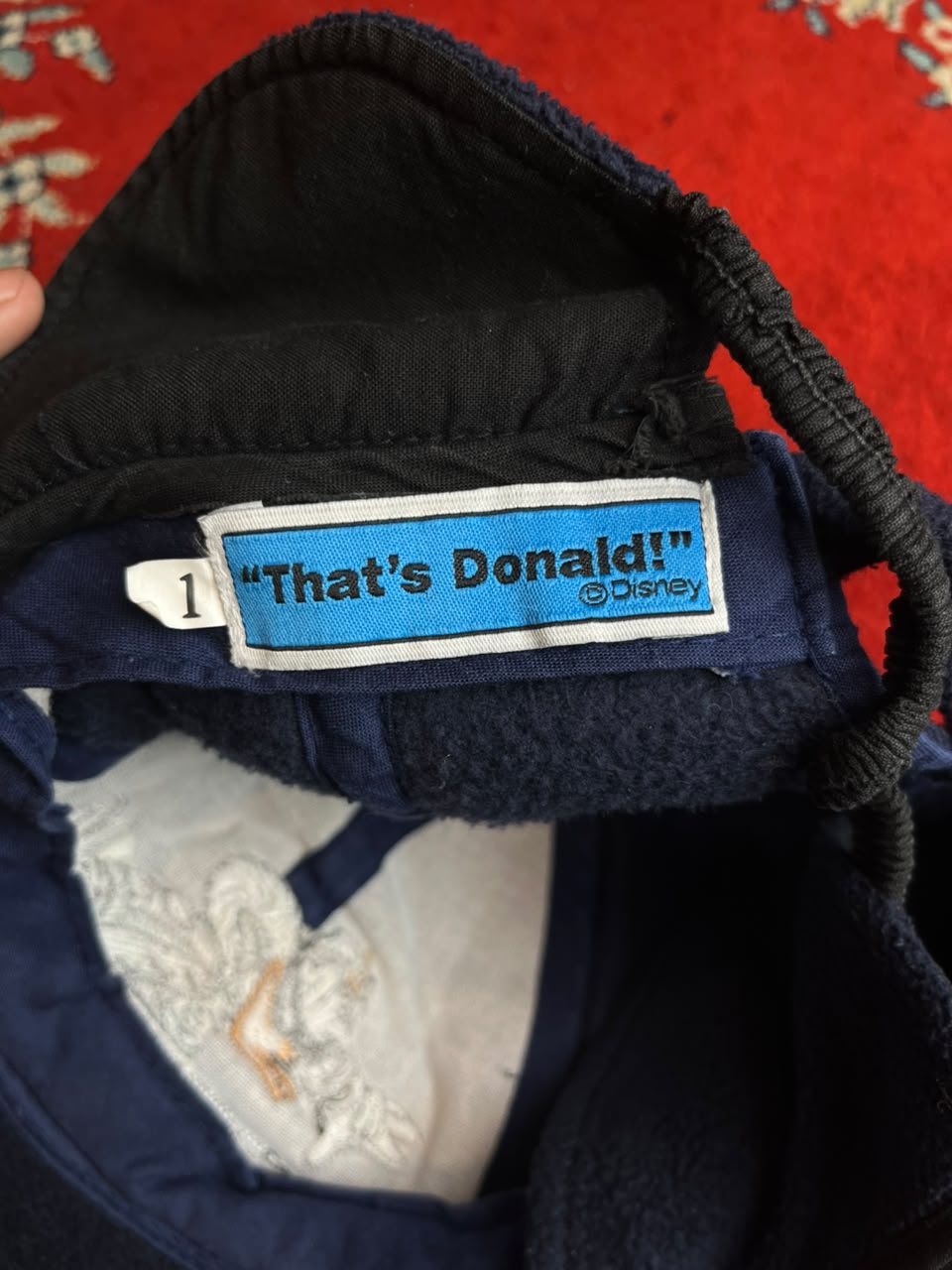 Vintage Disney "That's Donald!" Fleece Earflap Cap – Navy Blue