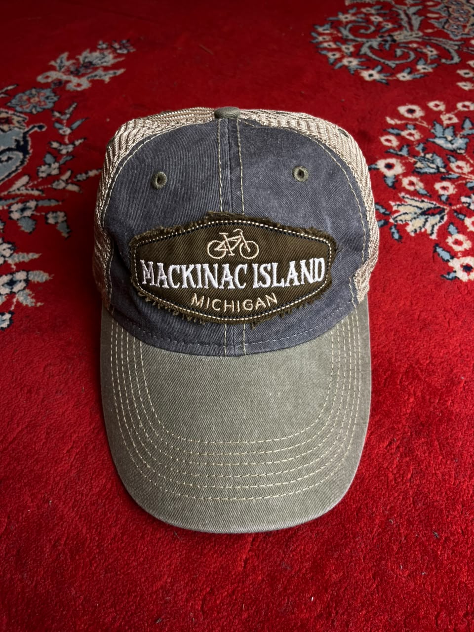 Ouray Sportswear Mackinac Island Michigan Bicycle Mesh Snapback Trucker Hat