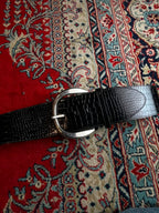White House Black Market Belt Black Croc Embossed Patent Leather Wide Cinch